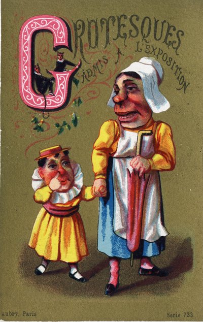 G Harfi: Sergiye kabul edilen groteskler. "Alphabet des grotesques" de gravür. Dore bir arka plan üzerinde 25 reklam kromolitograf serisi, 19. yüzyılın sonlarında. Karartma: 11x7 cm by Unbekannt