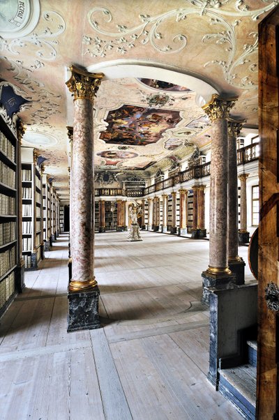 Ottobeuren Benedictine Manastırı Kütüphanesi, Baviere, Almanya, Avrupa. fotoğrafçılık by Unbekannter Künstler