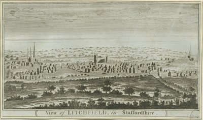 Lichfield - Güney Batı Görünümü: gravür, nd [c 1780-85] by Unbekannt