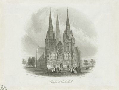 Lichfield Katedrali - Batı Cephesi: çelik oyma, nd [c 1842] by Unbekannt