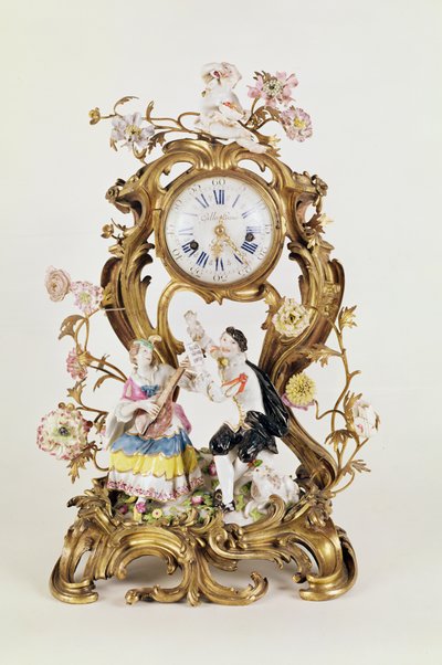 Louis XV ormolu ve porselen saat, Meissen figürlü by Unbekannt