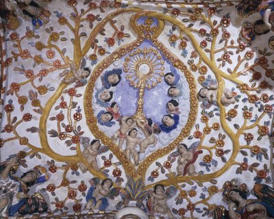 Bir kilisenin kubbesindeki duvar resminin düşük açılı görünümü, Santo Domingo Kilisesi, Oaxaca, Oaxaca Eyaleti, Meksika by Benjamin Baud