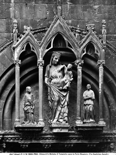 Çocuklu Madonna ve iki Aziz. Ana Portal, Borgo, Pisa