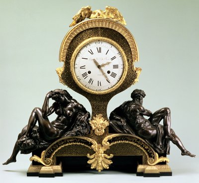 Jean Andre Lepaute (1720-88), Paris (yaldızlı ve patine bronz) tarafından Gündüz ve Gece figürlü şömine saati by Unbekannt