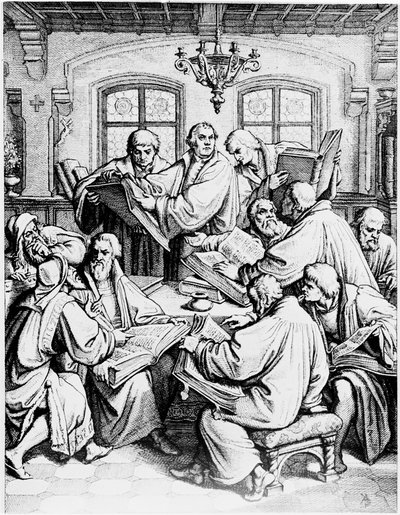 Martin Luther Kutsal Kitabı Latinceden Almancaya çeviriyor by Unbekannter Künstler