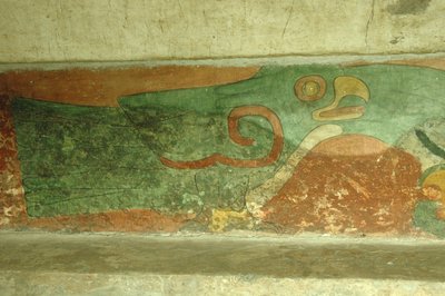 Meksika, Mexico City, Teotihuacan (MS 1. yüzyıl), Jaguar Tapınağı, papağan freski by Unbekannt