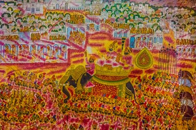Jodpur'daki kaleden minyatür resim, Holi festivali, Mandawa, Rajasthan, Hindistan, Asya (fotoğraf) by Unbekannter Künstler