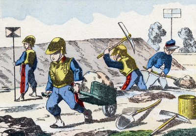 küçükler. "Çocukların askeri alfabesinde" gravür”. 1890 dolaylarında Pont-a-Mousson görüntüleri. 20 sayfa. Güneş: 28,5x21cm by Unbekannt