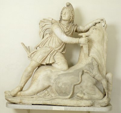 Boğayı Kurban Eden Mithras, Mermer kabartma, Roma, 2. yüzyıl by Unbekannt