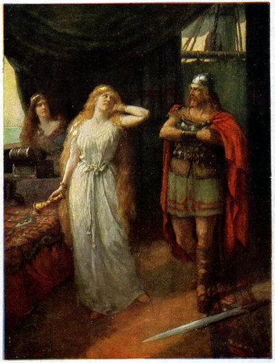Müzik. Opera. Tristan ve Isolde. Opera için Ferdinand Leeke'nin illüstrasyonu: Tristan und Isolde, Richard Wagner (1865), Almanya, 1910 dolayları (kartpostal) by Unbekannter Künstler