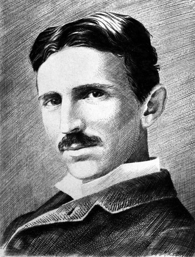Nikola Tesla, Hırvat doğumlu Sırp mühendis, fizikçi ve mucit, 1885 dolayları by Unbekannter Künstler