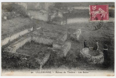 Normandiya, Seine Maritime (76), Lillebonne: tiyatro ve Roma hamamlarının kalıntılarının görünümü - Kartpostal 19. yüzyılın sonları - 20. yüzyılın başlarında by William M. Timlin