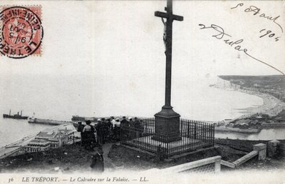 Normandy, Seine Maritime (76), Treport: uçurumdaki Calvary - 1904 tarihli kartpostal by Unbekannt