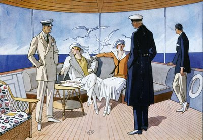 Bir yatta, 1925 civarı (suluboya) by Unbekannter Künstler