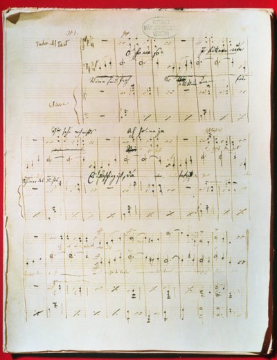 Genç Johann Strauss'un (1825-99) Viyana Valsi 'Mavi Tuna'nın orijinal notası (el yazması) by Unbekannter Künstler