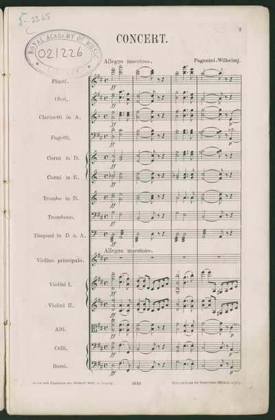 Paganini Keman Konçertosu No 1, op 6 by Unbekannter Künstler