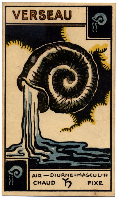 Paranormal. Astroloji. Kova (Su Taşıyıcı). Astrolojik kart: Le Tarot Astrologique (Astrolojik Tarot), Georges Muchery, Fransa by Unbekannter Künstler