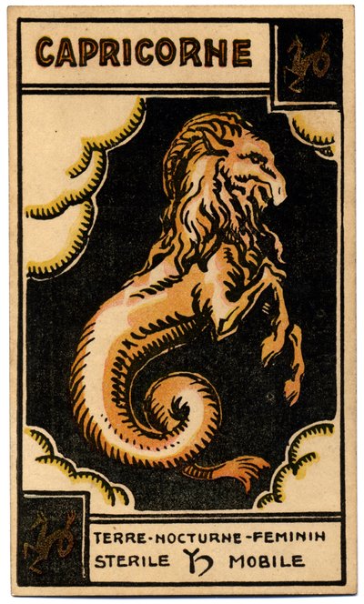 Paranormal. Astroloji. Oğlak (Deniz Got). Astrolojik kart: Le Tarot Astrologique (Astrolojik Tarot), Georges Muchery, Fransa by Unbekannter Künstler
