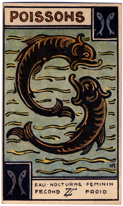Paranormal. Astroloji. Balık (Balık). Astrolojik kart: Le Tarot Astrologique (Astrolojik Tarot), Georges Muchery, Fransa by Unbekannter Künstler