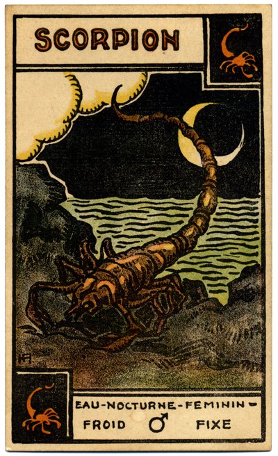 Paranormal. Astroloji. Akrep (Akrep). Astrolojik kart: Le Tarot Astrologique (Astrolojik Tarot), Georges Muchery, Fransa by Unbekannter Künstler