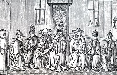 Hermit Peter, Papa II. Urban ve Kudüs Simeon Patriği. by Unbekannt