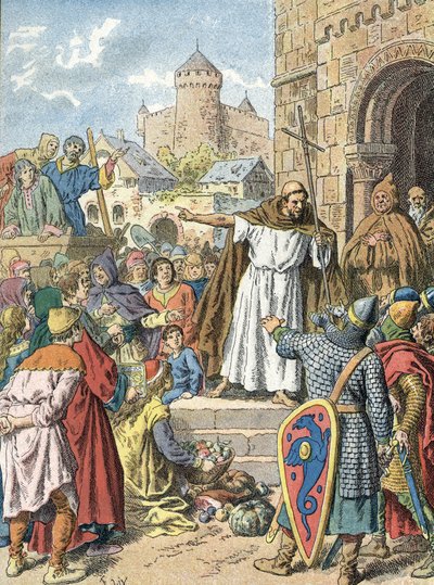 Münzevi Peter, Haçlı Seferi'ni "Tanrı istiyor!" by Unbekannter Künstler