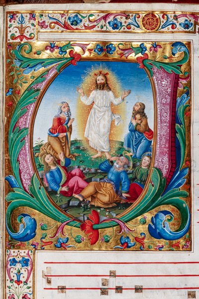Piccolomini Kütüphanesi: koro kitabı, morina. 29.13, ff. Florentine aydınlatıcı tarafından “Dönüşüm” ile 30r. Detay. by Unbekannter Künstler