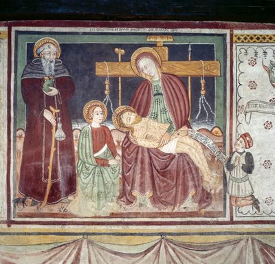 Aziz Anthony Abbot ile Pieta, fresk, Homo Salvadego müzesi, Sacco, Cosio Valtellino, Lombardiya, İtalya by Benjamin Baud