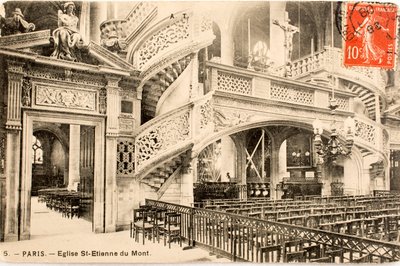 Kartpostal/Saint Etienne du Mont Kilisesi, le jube/Paris/Seine/Ile de France/Fransa by William M. Timlin