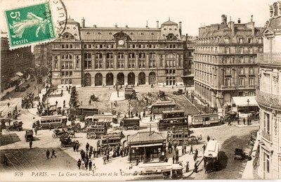 Kartpostal/Gare Saint Lazare/Paris/Seine/Ile de France/Fransa by William M. Timlin