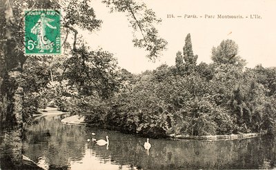 Kartpostal/Parc Montsouris/Paris/Seine/Ile de France/Fransa by William M. Timlin