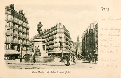 Kartpostal/Yer Maubert/Heykel Etienne Dolet/Paris/Seine/Ile de France/Fransa by William M. Timlin