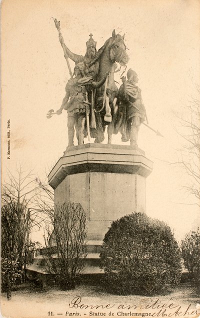 Kartpostal/Charlemagne/Paris/Seine/Ile de France/Fransa Heykeli by William M. Timlin