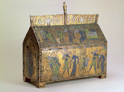 Aziz Valeria'nın Yaşamından Sahneler içeren kutsal emanet tabutu, Limoges, c.1175 (ahşap, bakır yaldız ve champleve emaye) by Unbekannt