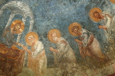 Aziz Nikolaos kilise freski: Havarileri ile İsa Myra Turquie by Unbekannt