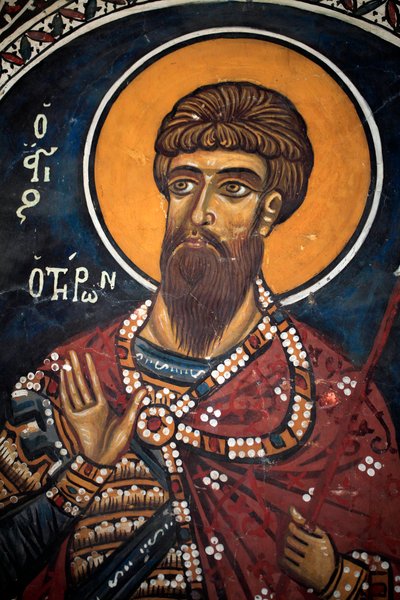 Aziz Theodore Tiron: 14. Yüzyıldan kalma Bizans freski (1332) Phorbiotissa Bakire kilisesi, Asinou Kıbrıs Boyalı kiliseler UNESCO sitesi Troodos, Kıbrıs by Unbekannt