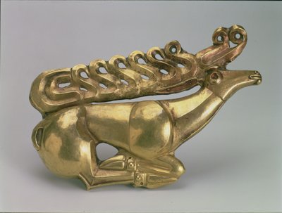 Yaslanmış bir geyik şeklinde kalkan amblemi, İskit, MÖ 7. yüzyılın sonu - MÖ 6. yüzyılın başı (altın) by Unbekannt