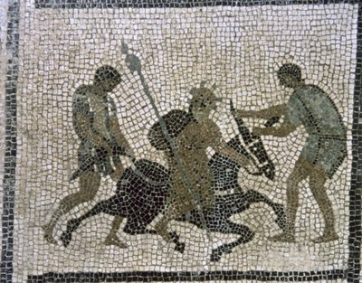 Eşek Üzerinde Silenus, mozaikten detay by Unbekannter Künstler