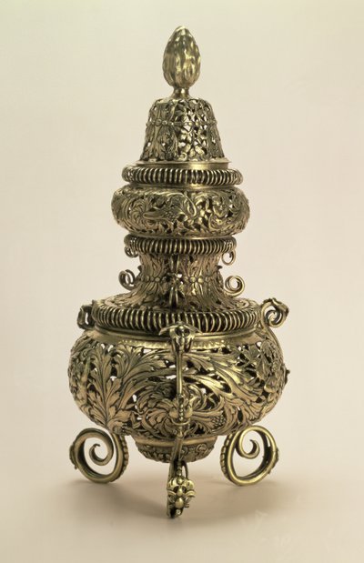 Gümüş yaldızlı buhurdan, pike işlemeli, Master I.N., Londra by Unbekannt