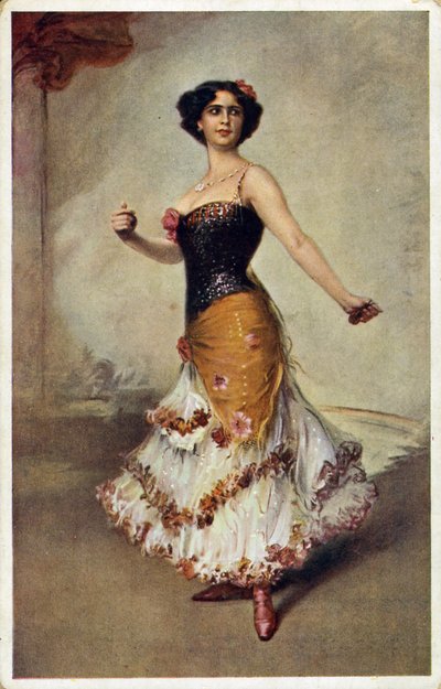 Kastanyetli İspanyol dansçı by Unbekannt