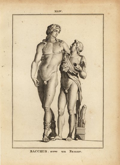 Roma şarap tanrısı Bacchus ve genç bir faun heykeli by Unbekannt