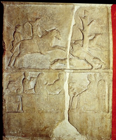 Yaban domuzu avını gösteren stel kabartması (taş) by Unbekannt