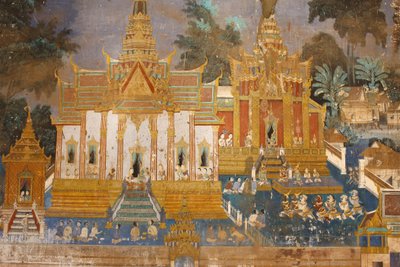 Sylver Pagoda Bu duvar resmi, klasik Hindu şiiri Ramayana, Phnom Penh, Kamboçya