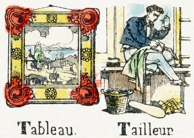 T - Tableau Tailleur - Çocuk Eğlence Alfabesi c.1890 (litografi) by Unbekannt