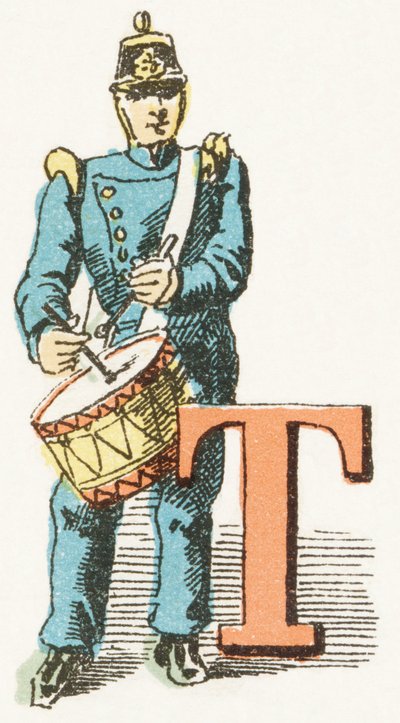 T - Tambour - Childish Alphabet, Editions Gordinne 1920 (gravür) by Unbekannt