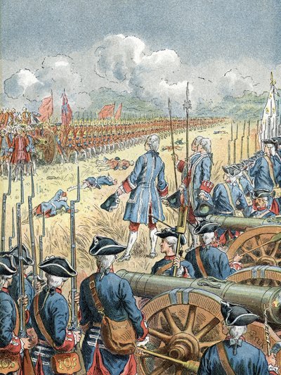 Fontenoy Savaşı (1745): "Gentlemen les Anglais, önce ateş edin" diye yanıtlayan Joseph d'Anterrocks Kontu by Unbekannter Künstler