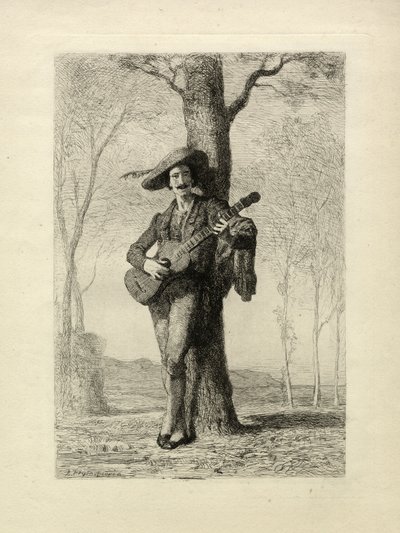 The Guitarist, Fransa, 1870 dolayları (gravür) by Unbekannter Künstler