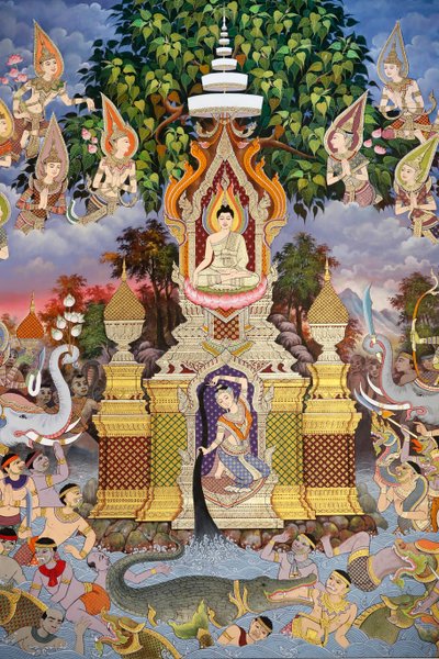Buda'nın Hayatı, Duvar freski, Wat Maniratanaram manastırı, Phnom Penh, 2022 (fotoğraf) by Unbekannter Künstler