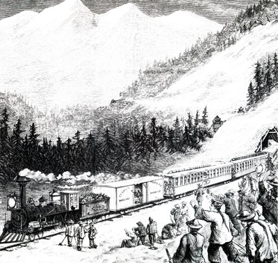 Sierra Nevada dağlarındaki Pasifik Demiryolu. by Unbekannt