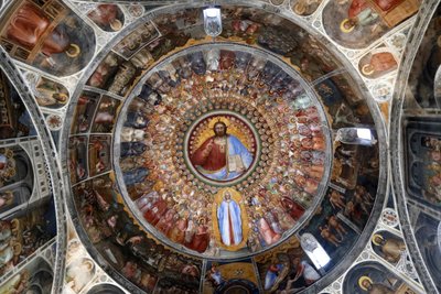 Padua Vaftizhanesi. Giusto de Menabuoi tarafından 14. yüzyıla ait tavan freskleri. Cennet. Mesih